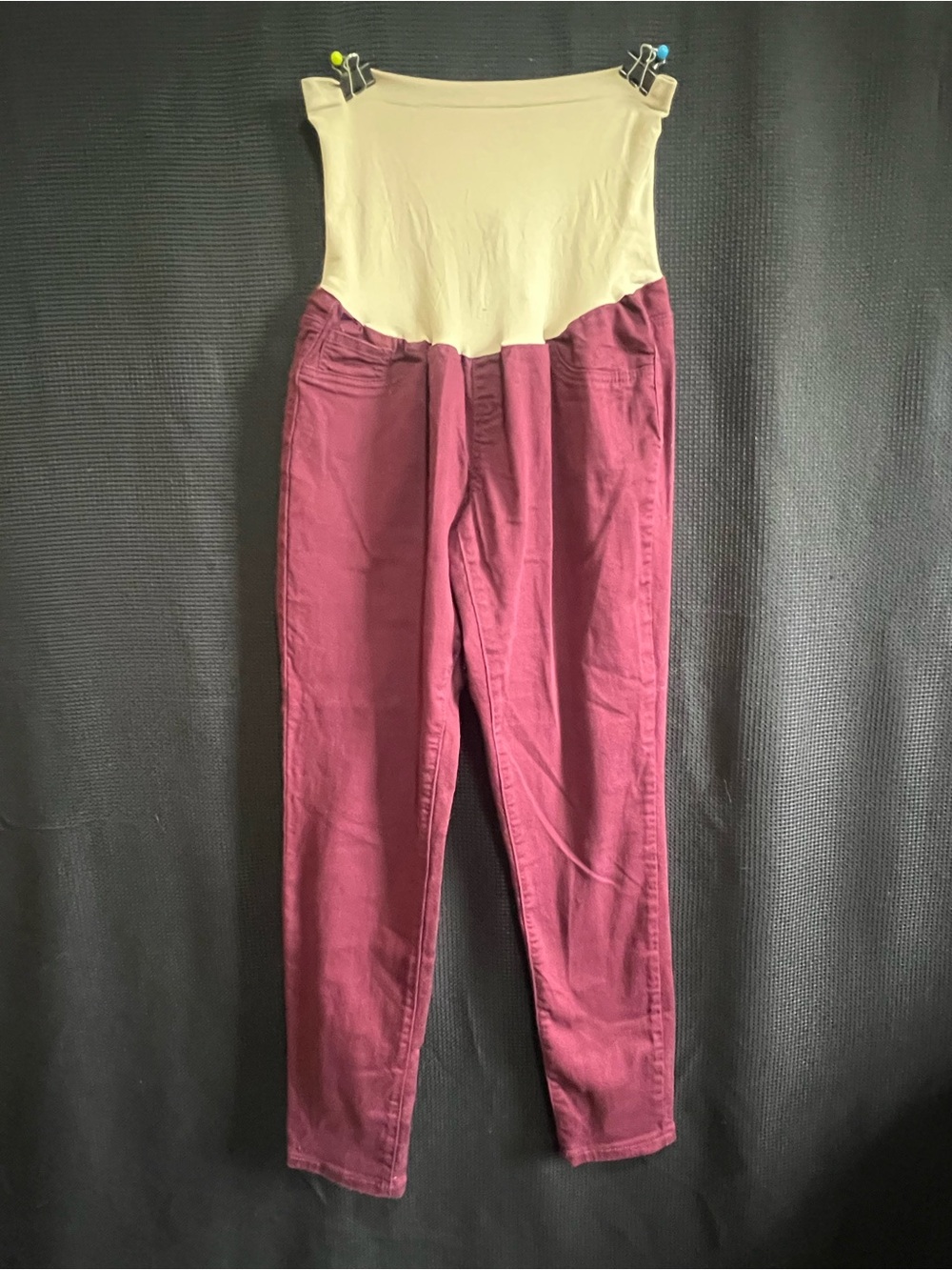 Indigo Blue Maternity Skinny Jeans Burgundy Pull On Size XL Stretch Pants